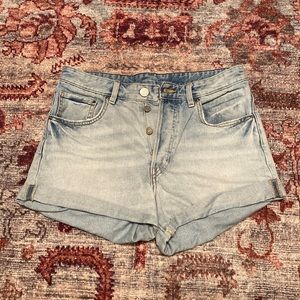 H&M high waist button front denim shorts